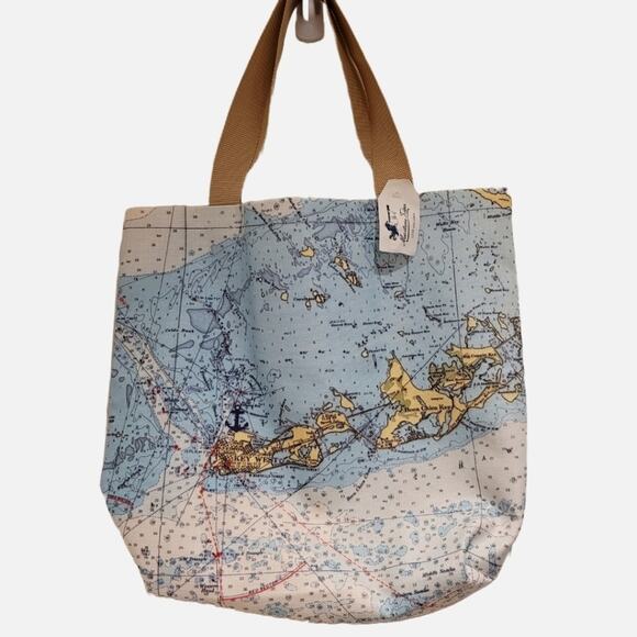 NWT Maritime Tribes Key West Nautical Chart Print Tote Bag - Picture 2 of 10